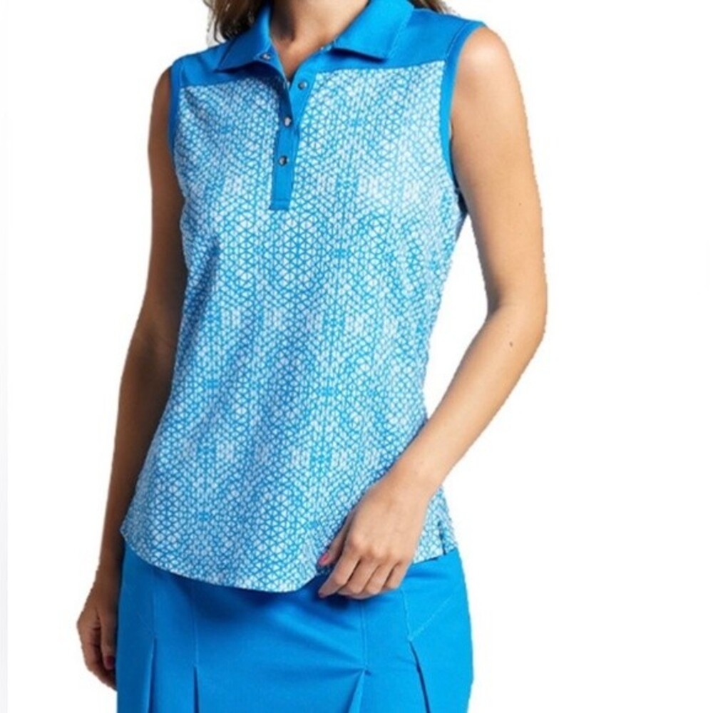 Bermuda Sands Golf Top Polo Harriet Peacock Sleeveless with Snaps Size XS NEW